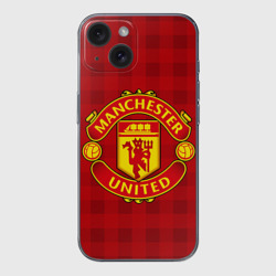 Чехол для iPhone 15 силиконовый с защитой камеры Manchester united