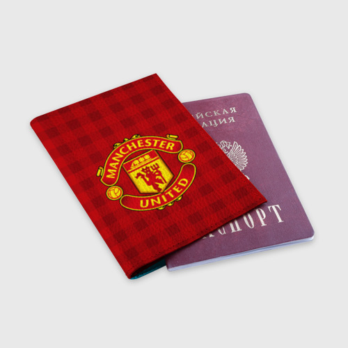 Обложка для паспорта матовая кожа Manchester united, цвет голубой - фото 3