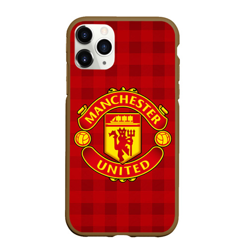 Чехол для iPhone 11 Pro Max матовый Manchester united, цвет коричневый