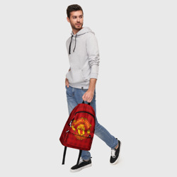 Рюкзак с принтом Manchester united для любого человека, вид спереди №5. Цвет основы: белый