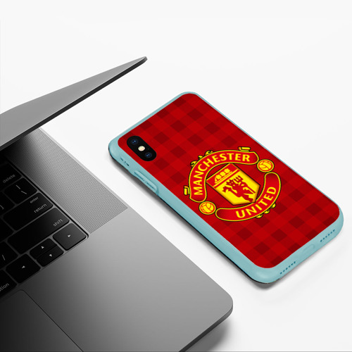 Чехол для iPhone XS Max матовый Manchester united, цвет мятный - фото 5