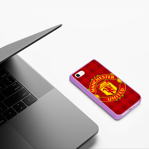 Чехол для iPhone 5/5S матовый Manchester united, цвет сиреневый - фото 5