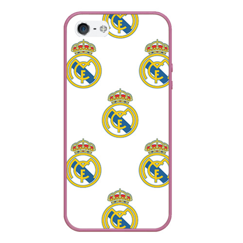 Чехол для iPhone 5/5S матовый Real Madrid, цвет розовый