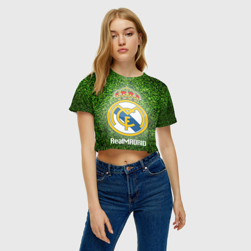 Женская футболка Crop-top 3D Real Madrid, цвет 3D печать - фото 3