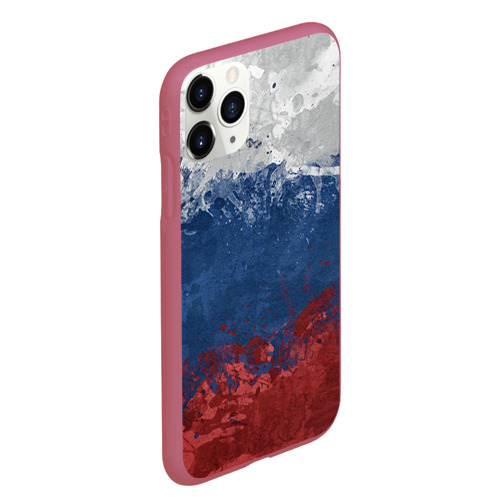 Чехол для iPhone 11 Pro Max матовый Флаг России, цвет малиновый - фото 3