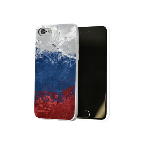 Чехол для Apple iPhone 8 силиконовый глянцевый Флаг России Фото 01 Чехол для Apple iPhone 8 силиконовый глянцевый Флаг России Фото 01