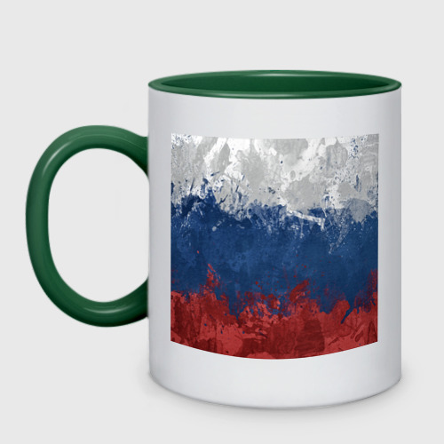 Кружка двухцветная Флаг России, цвет белый + зеленый