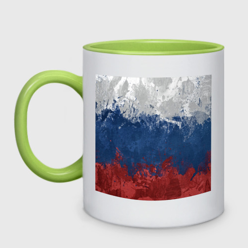 Кружка двухцветная Флаг России, цвет белый + светло-зеленый