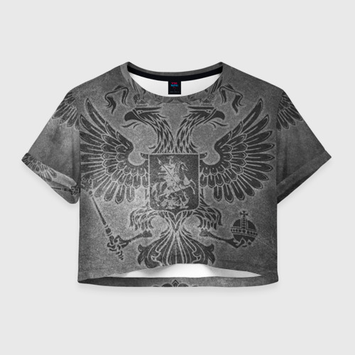 Женская футболка Crop-top 3D Герб России Фото 01 Женская футболка Crop-top 3D Герб России Фото 01