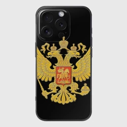 Чехол для iPhone 16 Pro силиконовый с защитой камеры Герб России