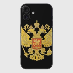 Чехол для iPhone 16 силиконовый с защитой камеры Герб России