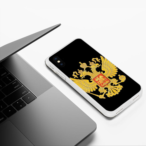 Чехол для iPhone XS Max матовый Герб России, цвет белый - фото 5