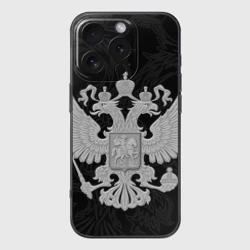 Чехол для iPhone 16 Pro силиконовый с защитой камеры Герб России