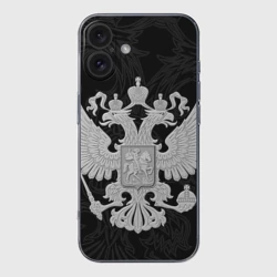 Чехол для iPhone 16 силиконовый с защитой камеры Герб России