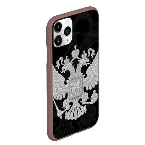 Чехол для iPhone 11 Pro Max матовый Герб России, цвет коричневый - фото 3