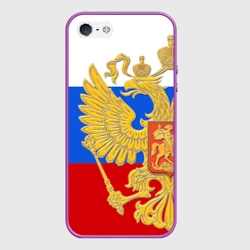 Чехол для iPhone 5/5S матовый Флаг и герб РФ