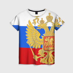 Футболка 3D Флаг и герб РФ (Женская)