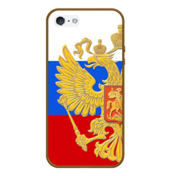 Чехол для iPhone 5/5S матовый Флаг и герб РФ