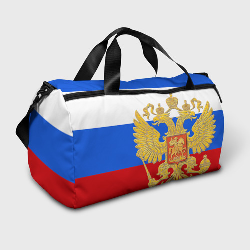 Сумка спортивная с принтом Флаг и герб РФ, вид спереди №1