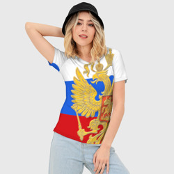 Женская футболка 3D Slim Флаг и герб РФ - фото 2