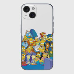 Чехол для iPhone 15 силиконовый с защитой камеры Симпсоны
