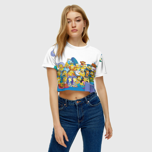 Женская футболка Crop-top 3D Симпсоны, цвет 3D печать - фото 3