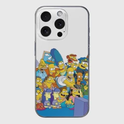 Чехол для iPhone 15 Pro силиконовый с защитой камеры Симпсоны