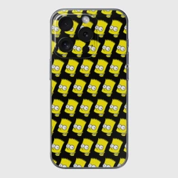 Чехол для iPhone 15 Pro Max силиконовый с защитой камеры Барт Симпсон
