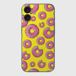 Чехол для iPhone 16 силиконовый с защитой камеры Пончики