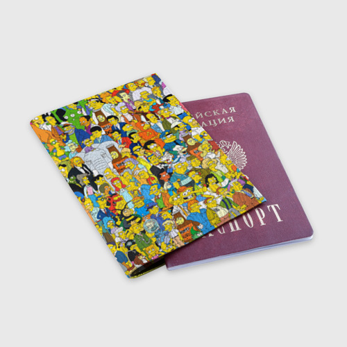 Обложка для паспорта матовая кожа Симпсоны, цвет желтый - фото 3