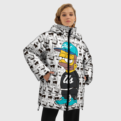 Женская зимняя куртка Oversize Барт Симпсон, цвет черный - фото 3