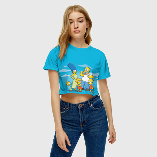 Женская футболка Crop-top 3D Симпсоны, цвет 3D печать - фото 3