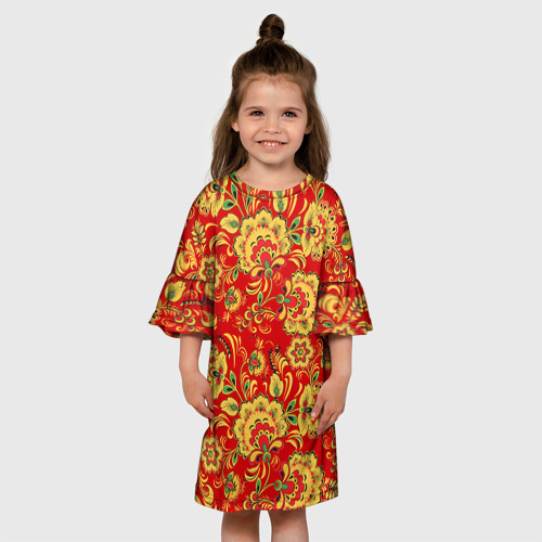 Детское платье 3D Хохлома, цвет 3D печать - фото 4