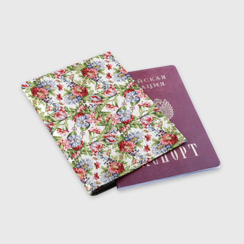Обложка для паспорта матовая кожа Цветы - фото 3