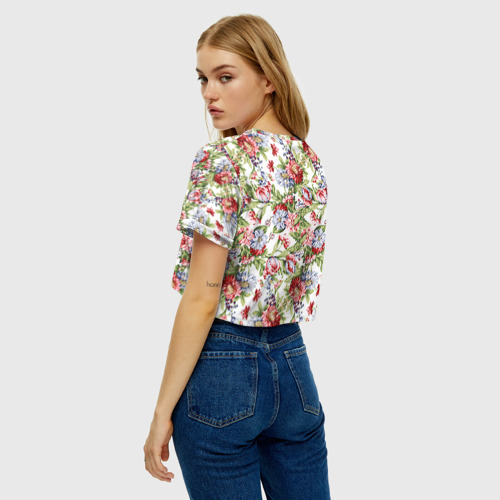 Женская футболка Crop-top 3D Цветы, цвет 3D печать - фото 5