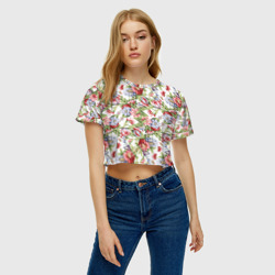 Женская футболка Crop-top 3D Цветы - фото 2