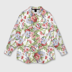 Женская рубашка oversize 3D Цветы