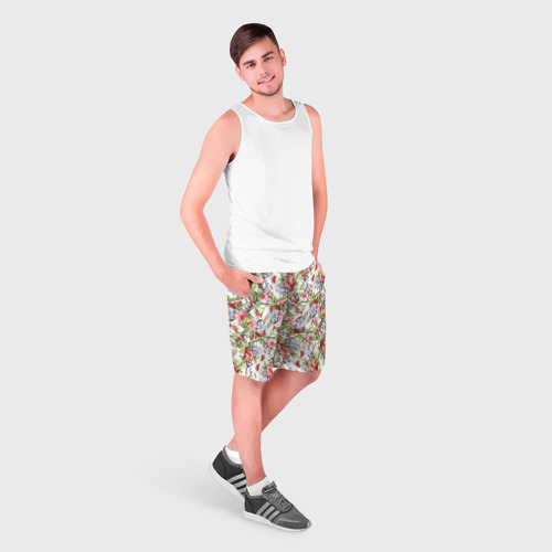 Мужские шорты 3D с принтом Цветы, фото на моделе #1