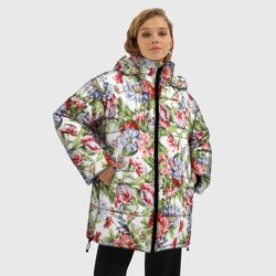 Женская зимняя куртка Oversize Цветы - фото 2