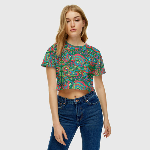 Женская футболка Crop-top 3D Узор, цвет 3D печать - фото 3