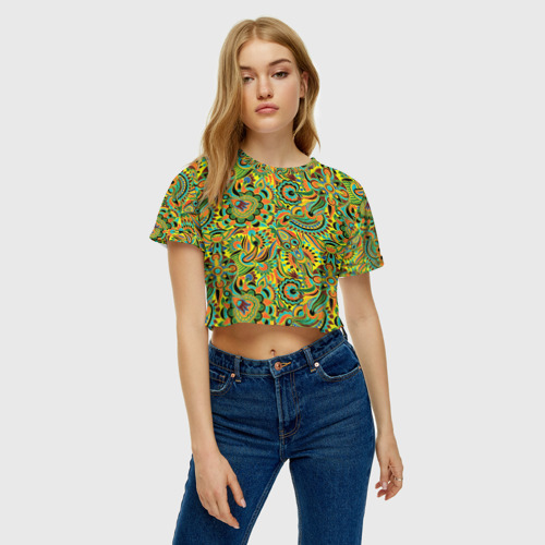 Женская футболка Crop-top 3D Узор, цвет 3D печать - фото 4