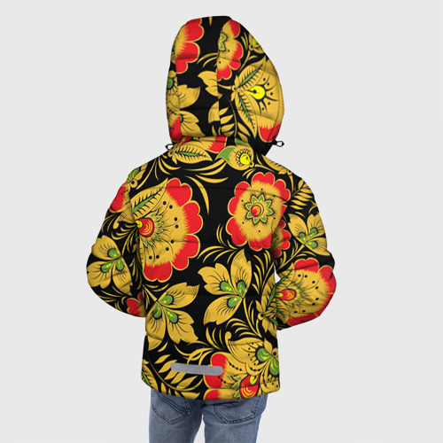 Зимняя куртка для мальчиков 3D с принтом Хохлома, вид сзади #2