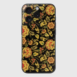 Чехол для iPhone 16 Pro силиконовый с защитой камеры Хохлома