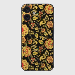 Чехол для iPhone 16 силиконовый с защитой камеры Хохлома