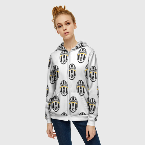 Женская толстовка 3D на молнии Juventus, цвет белый - фото 3