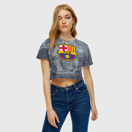 Женская футболка Crop-top 3D Barcelona, цвет 3D печать - фото 3