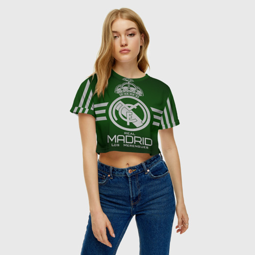 Женская футболка Crop-top 3D Real Madrid, цвет 3D печать - фото 4