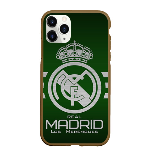 Чехол для iPhone 11 Pro Max матовый Real Madrid, цвет коричневый