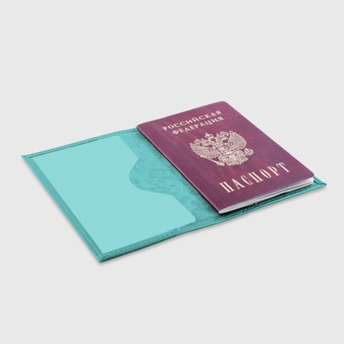 Обложка для паспорта матовая кожа Real Madrid, цвет бирюзовый - фото 4