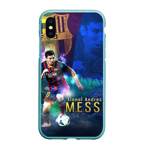 Чехол для iPhone XS Max матовый Messi, цвет мятный